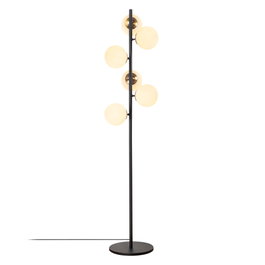 Opviq Fazli - 10520 Lámpara de pie negra con tapa de cristal